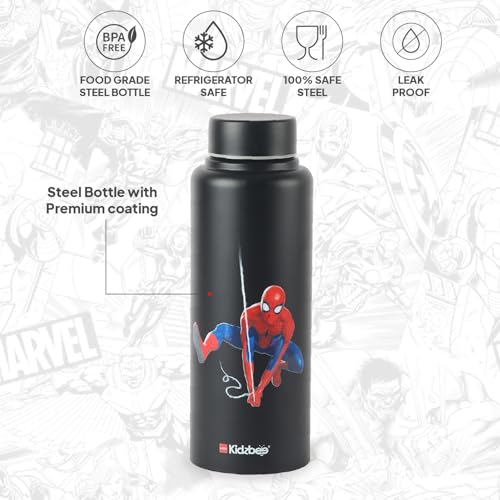 Image of CELLO Kidzbee Vortex Single Wall Steel Water Bottle For Kids 700 ml | 3D Touch & Feel Spiderman Design, Fridge Safe Spill Proof & Leak Proof Stainless Steel Water Bottle For School Kids & Travel