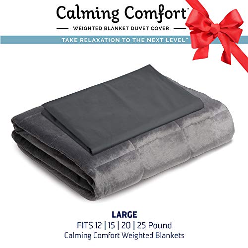 Calming Comfort by Sharper Image Weighted Blanket Duvet Cover | Large- Grey, Fits