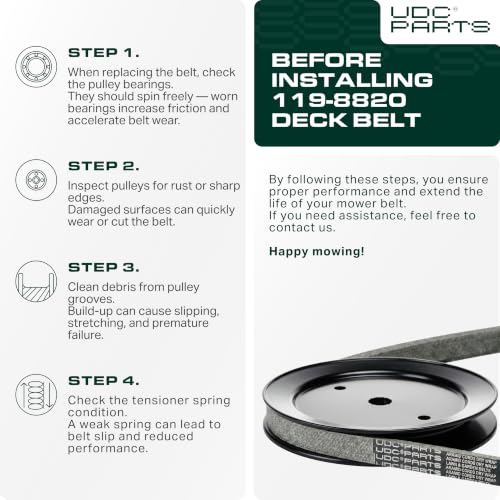 Image of UDC Parts 119-8820 Deck Belt 1 /2 inch x 141.5 inch, Aramid Cord /Replacement for Toro TimeCutter 50 Inch Deck Belt SS5000 MX5000 5000 MX5060 75750 75755 Exmark Quest Zero Turn 119-8820-SL SS5060 74630 74632