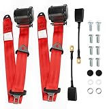 Generic 2PCS Universal 3Point Retractable Adjustable Belts for Golf Cart, UTV, Minivan, RV, Truck, Forklift (Red)