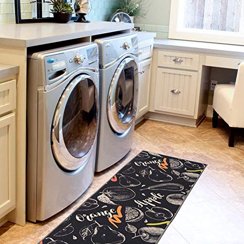 Carvapet 2 Piece Non-Slip Kitchen Rug TPR Non-Skid Backing Mat for Doorway Bathroom Runner Rug Set, Fruit Design (17