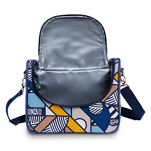 Bolsa Lancheira Térmica Impermeável, PGH, Modelo Compact Blue Mustard - Capacidade de 8 Litros