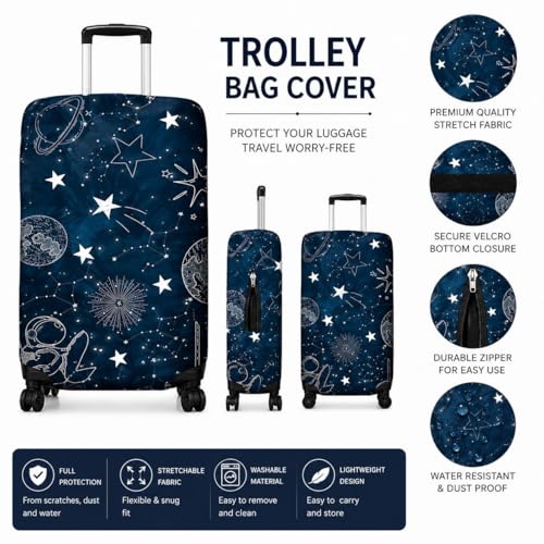Image of Printed Luggage Cover for Traveling Bag & Suitcase - Stretchable & Scratchproof Trolley Protector with Velcro Lock & Lightweight Washable Material(Suitcase Not Included, Only Cover in Product)