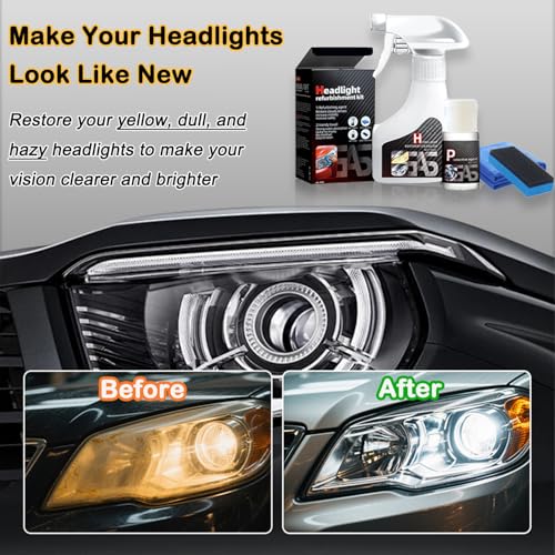 Car Headlight Restoration Polishing Kits Headlamp Repair Kits Car Light Polisher Cleaning Kits Ceramic Coating Spray Shiny Stuff Headlight Cleaner-6.3Fl.Oz - Image 3