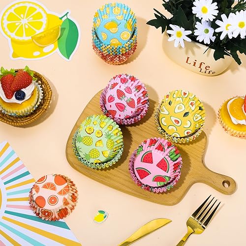 Caissettes cupcakes pour mariage et fête prénatale : moules jetables pastèque et citron
