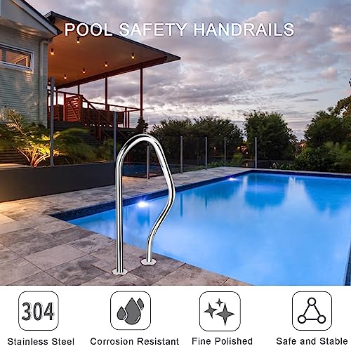 Barandal de piscina de acero inoxidable, 3 curvas, seguro miniatura 6