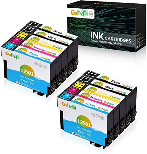 Gohepi Reemplazo para Epson T1291 T1292 T1293 T1294 T1295 Cartuchos de tinta Compatible con Epson Stylus SX420W SX445W SX425W SX535WD SX235W SX430W SX230 SX435W Office BX305F BX305FW Plus WF-7515 Cover
