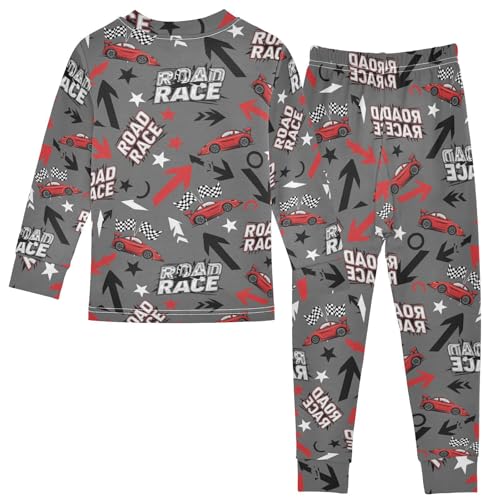 Pajama Sets Long Sleeve Road Race Car Pattern Soft Comfy Sleepwear 2 Piece PJS 3-8T3