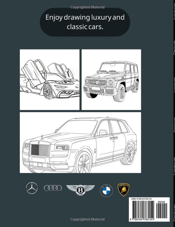 A luxury and classic car coloring book suitable for all ages. image 3