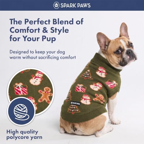 Image of Spark Paws Christmas Knit Dog Sweater - Winter Dog Clothes, Small Medium Large