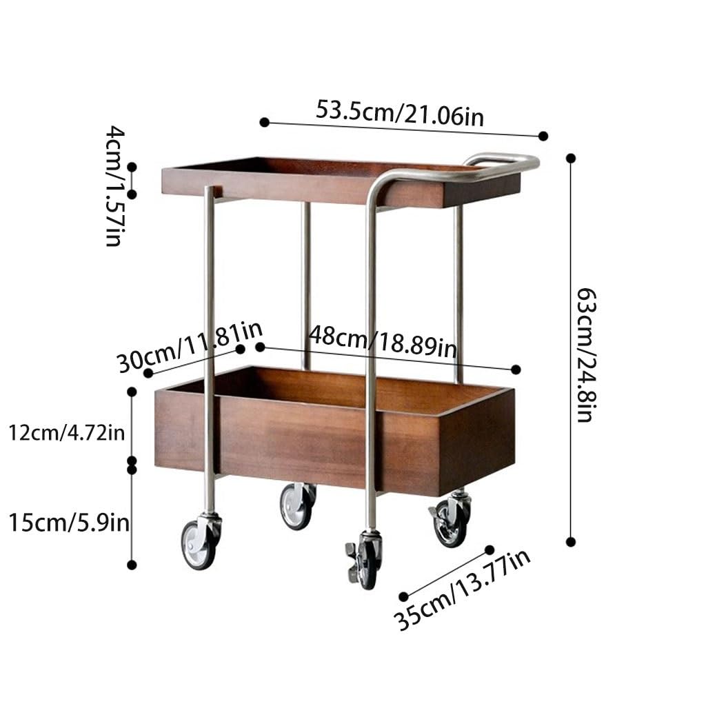 eexbz Sofa Household Movable Cart Living Room Stainless Steel Storage Rack Wood Color Sofa Side Table Sofas for Living Room