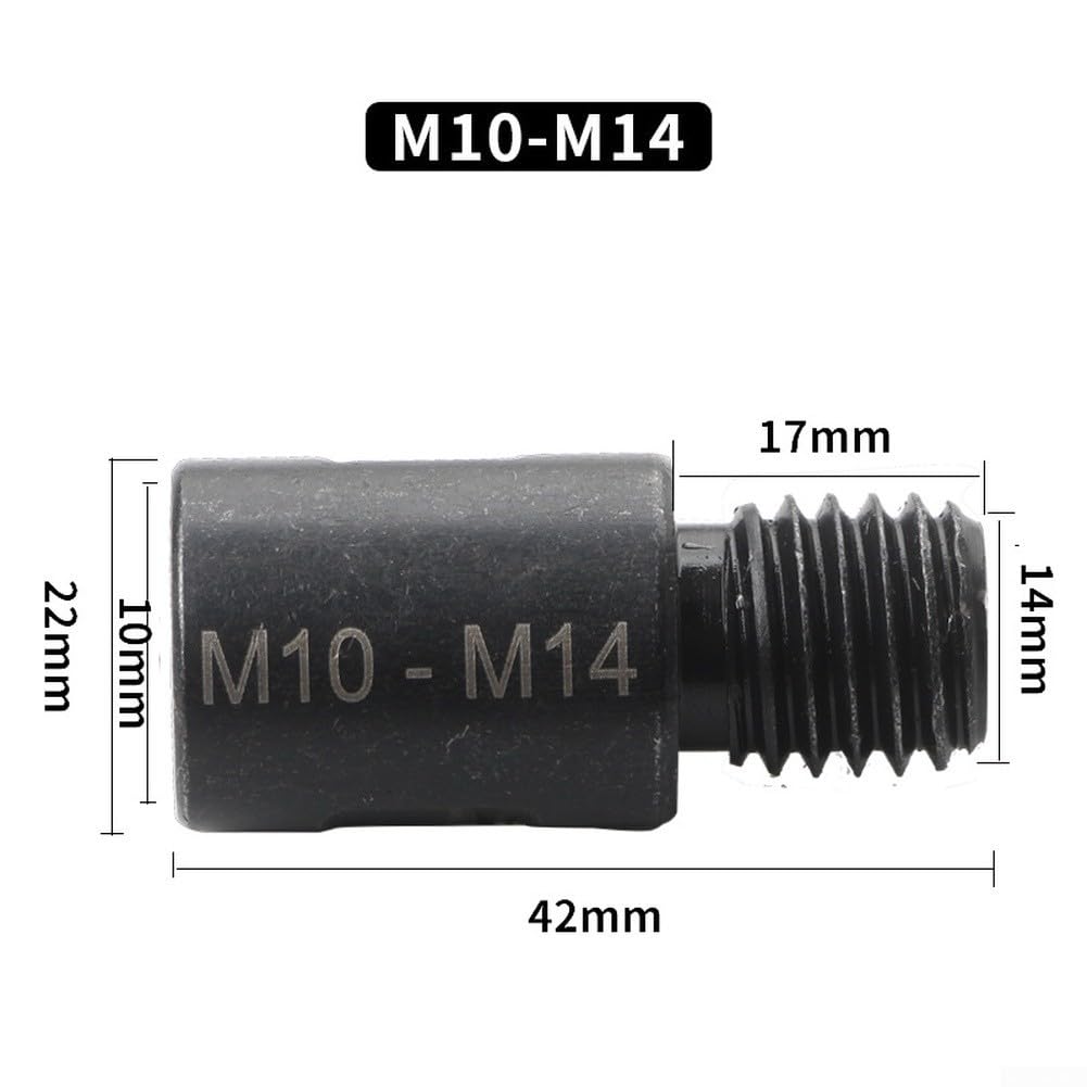 4 aste adattatori filettate da M10 a M14, compatibili con punte per smerigliatrice angolare, per manutenzione industriale (M10-M14)