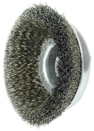 Image of Weiler 36237 Wolverine 6 inch Crimped Wire Cup Brush, .020 inch Steel Fill, 5 /8 inch-11 UNC Nut, Made in The USA