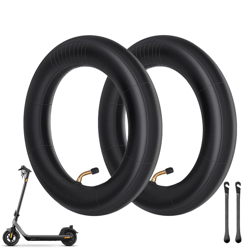 Uoimky 10 Zoll Scooter Schlauch, 2 Stück 10 x 2/2.125 e Scooter Reifen mit Winkelventil 45° inkl. und 2 Montagehebel Doppelte Stärke Schläuche für Kinderwagen Dreirad Laufrad Fahrrad Kinderrad