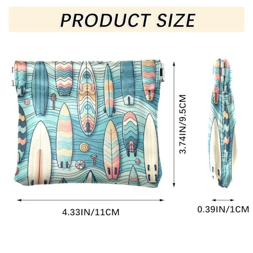 Colorful Surfboards Coin Purse Leather Pouch Change Purse, Squeeze Coin Pouch for Cards, Keys & Lipsticks, Unisex3