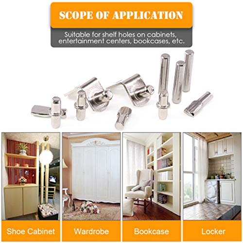 Rustark 120 Pcs 4 Styles Nickel Plated Shelf Pins Bracket Pegs Cabinet Furniture Shelf Pin Support Assortment Kit Perfect For Shelf Holes #TOP6