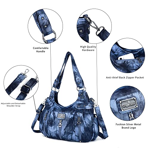 Image of Angel Kiss Large Purses and Handbags for Women Washed Faux Leather Crossbody Hobo Satchel Shoulder Handbag Tote Purse