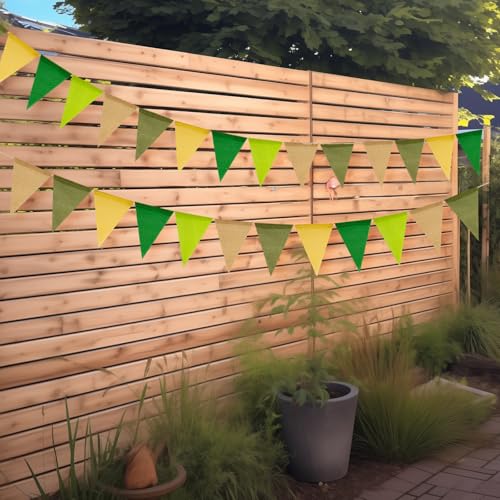 Miniatura 5 de G2plus 20m Verde Salvia Bandera Banderines De Arpillera-4x5m Banderines Yute Con 60 Piezas Banderines Yute Reutilizable Vintage Arpillera Decoración Para Boda Fiesta De Cumpleaños