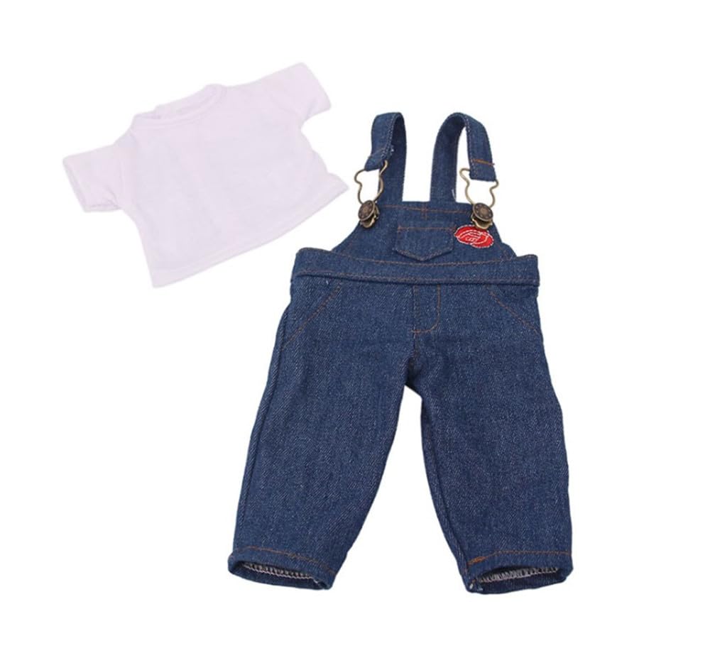 NIXNUT Doll Clothes Outfit Jeans Overalls T-Shirt for American Girl Doll 18-inch - Image 3