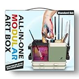 KRYDRUFI Portable All-in-One Modular Painting Station with Paint Brush Cleaner and Holders,Wet Paint Palette Tray with Lid for Miniature Painting and Acrylic Paints - Standard Set