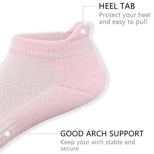 Image of Women's & Men's Breathable Athletic Running Low Cut Socks Cotton Cushioned Ankle Tab Socks, 5 Pairs