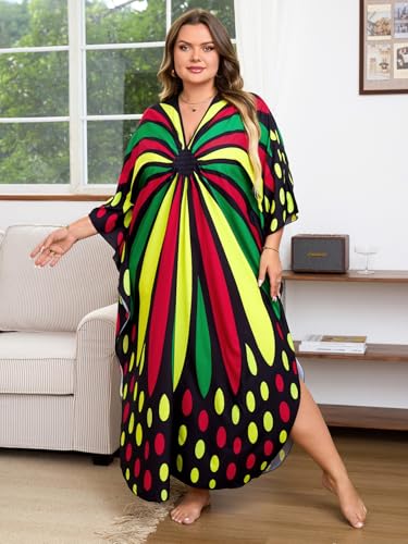 Image of Kaftan Dress for Women - Plus Size Caftan Maxi Beach Dress Moo Moos Loungewear, Swimsuit Cover Up for Beach, Pool or Vacation