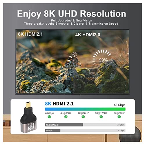 Image of Etzin 8k Micro HDMI to HDMI Adapter, Standard Micro HDMI Adapter 2.1 Version, Micro HDMI Male to HDMI Female Extension Adapter for Camera, Laptop, Ultra HD, 3D (EPL-952H)