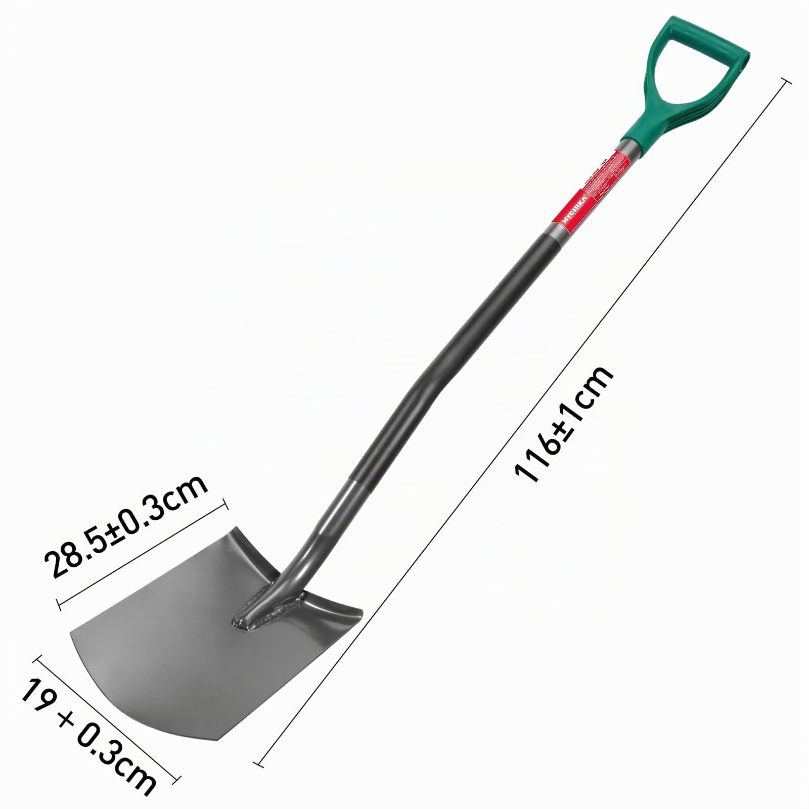 HYCHIKA Pala da Giardino Circolare, Vanga da Giardinaggi, Pala da Scavo, Acciaio Temprato di Alta Qualità, Manico Ergonomico Impugnatura a D, per Piante, Agricola, Diserbo, Spalatura Neve