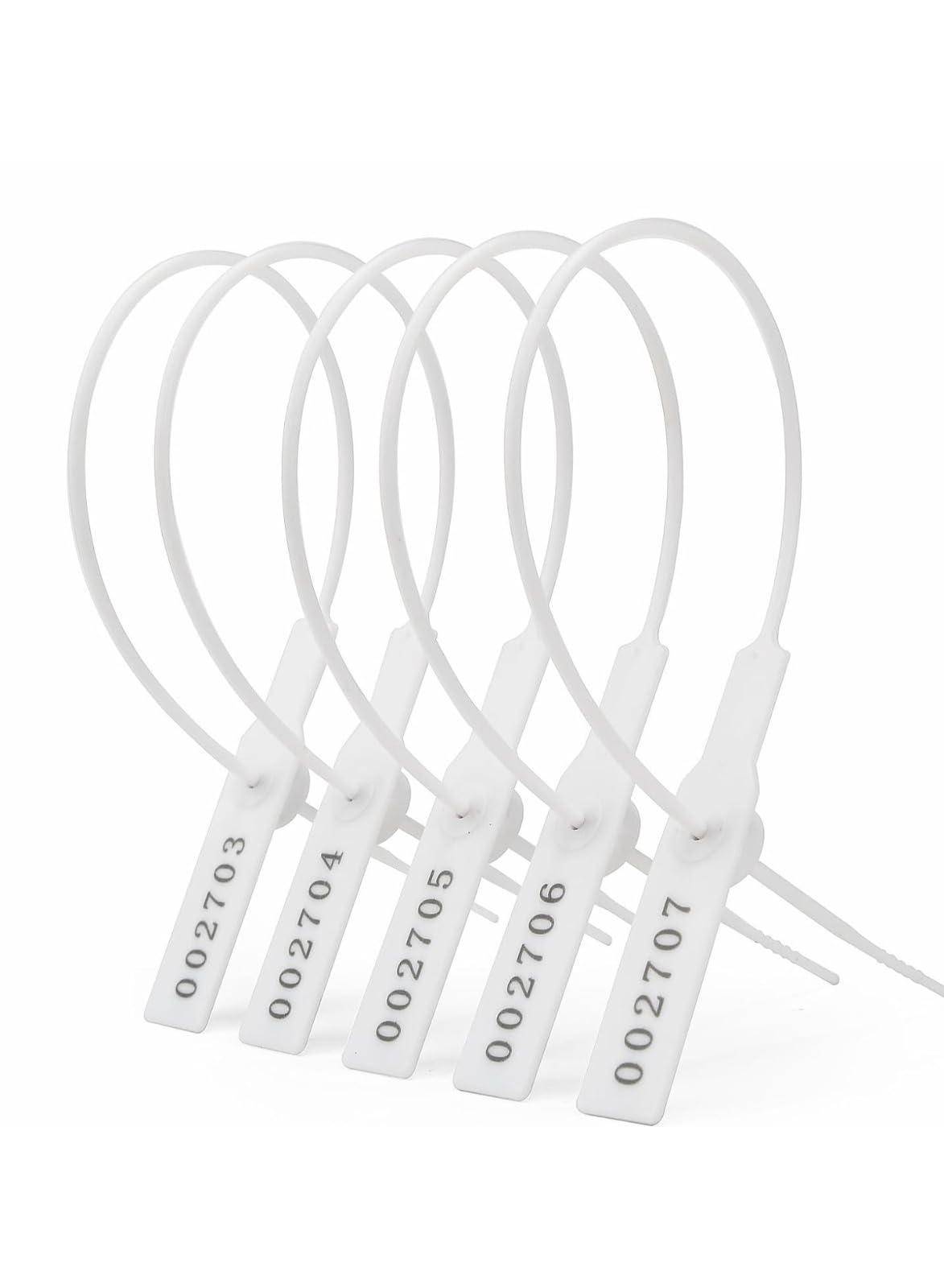 1000 Pcs Plastic Security Seal with Metal Insert, Tamper Evident Seals Pull Tite Security Tags Numbered Disposable Self-Locking Tie Plastic Truck Seals, White