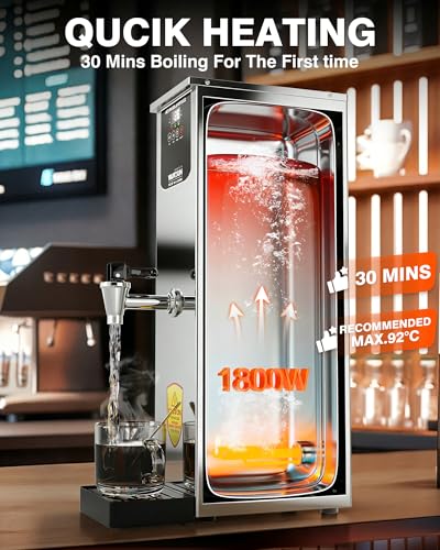 Image of WantJoin Hot Water Dispenser - Commercial Water Boiler 35L(9.2 GAL) /H Step-Heating Adjustable Temperature Control 32F - 212F for Coffee Boba Tea Shop Office, Silver