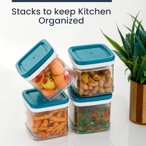 Image of 500 Ml Plastic Kitchen Storage Containers Set | Multipurpose Square Transparent BPA Free Pantry Organizer | Unbreakable Storage Jar with Push Cap Airtight Lid for Rice Dal (Pack Of 6)