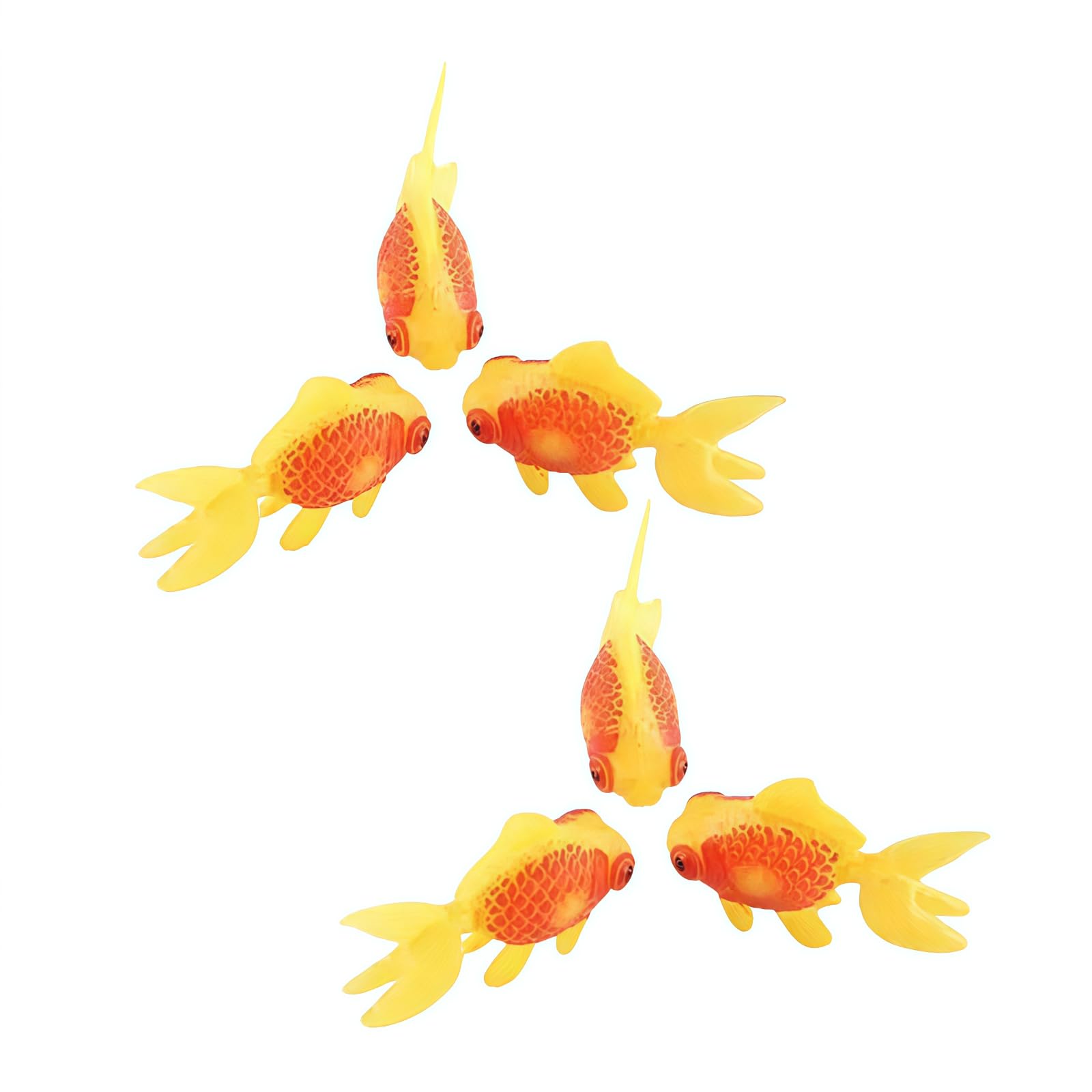 Cldaisy Orange 6 Pack Gold, Artificial Aquarium Fishes Fake Fish Plastic Fish Aquarium Moving Fishes Ornament Decoration Goldfish For Aquarium Fish Tank Aquarium Décor Thematic Ornaments,Aquarium Décor