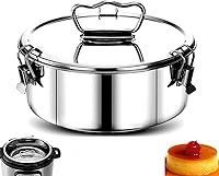 Vista 5 de Molde de flan con tapa, juego de olla a presión de acero inoxidable con mango de fácil elevación, olla a presión eficaz, Flanera Flan Maker