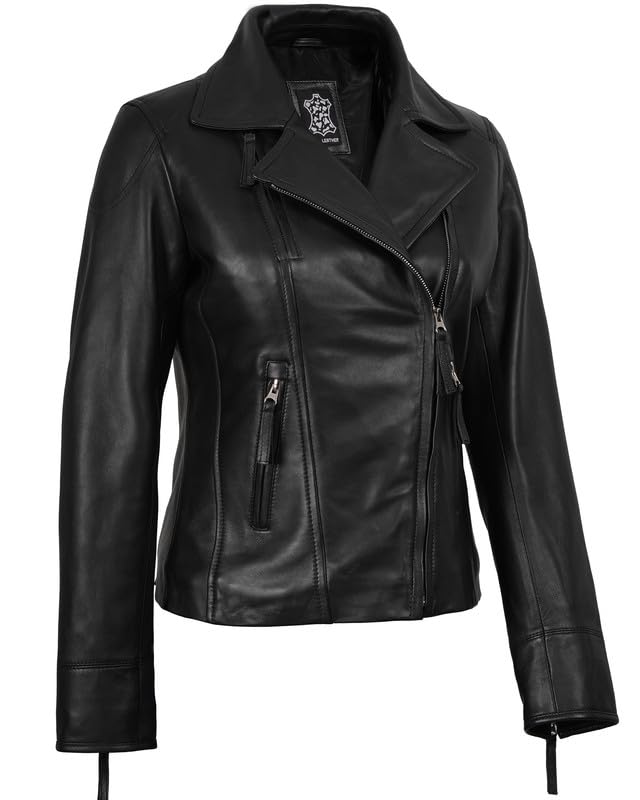 Decrum Womens Leather Jacket - Asymmetrical Style Casual Leather Jackets For Women3
