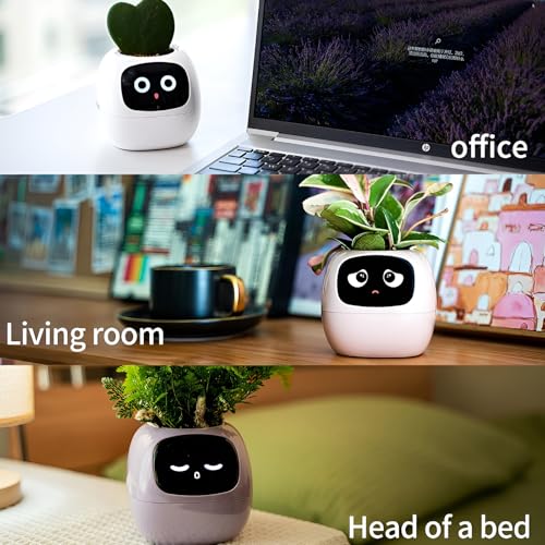 Vaso per piante intelligente con sensori e display LCD, vaso da fiori autoirrigante con controllo app, visualizzazione del tempo e del tempo, per decorazione casa e ufficio