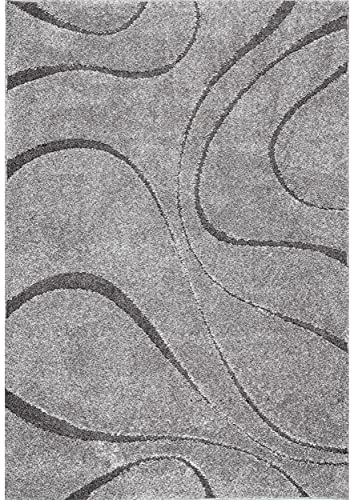 Image of Transitional Flames Shaggy Rectangular Carpet For Living Room,Bedroom,High Low Design Finish Microfiber 1.8 Inch Pile High,4X6 Feet Grey|Grey Color