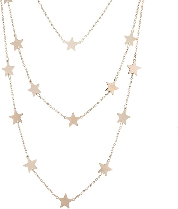title=inSCINTILLE Cuori e Stelle Collana a Tre Fili con Stelline in Acciaio