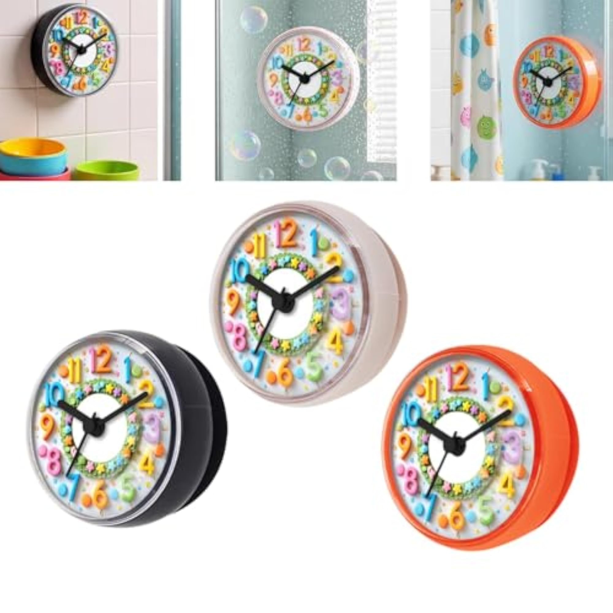 Cute Water Resistant Bathroom Shower Clock