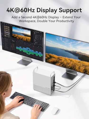 Image of ACASIS 40Gbps Mac mini M4 Dock & Stand with Dual-Bay NVMe SSD Enclosure,11-in-1 Docking Station for Mac mini M4 /M4 Pro, Dual DisplayPort MST, 3xUSBA 10Gbps, 30W PD, SD /TF Reader