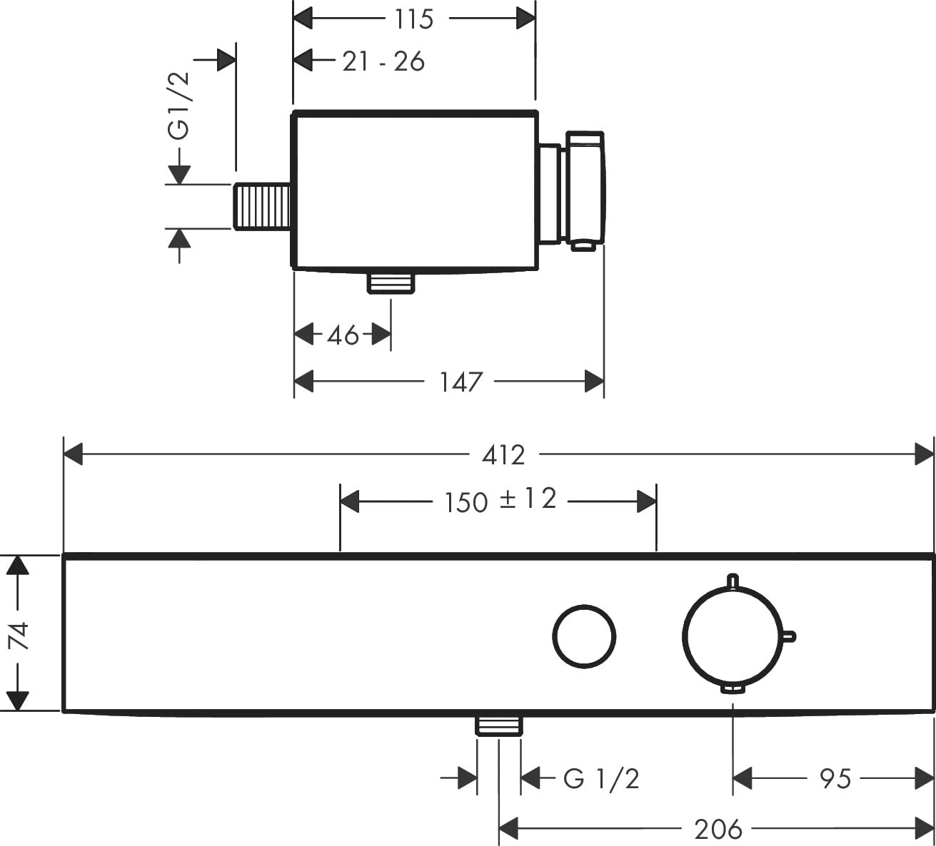 hansgrohe Brausethermostat ShowerTablet Select, Thermostatarmatur Aufputz, Cool Contact Duscharmatur für 1 Funktion, Chrom