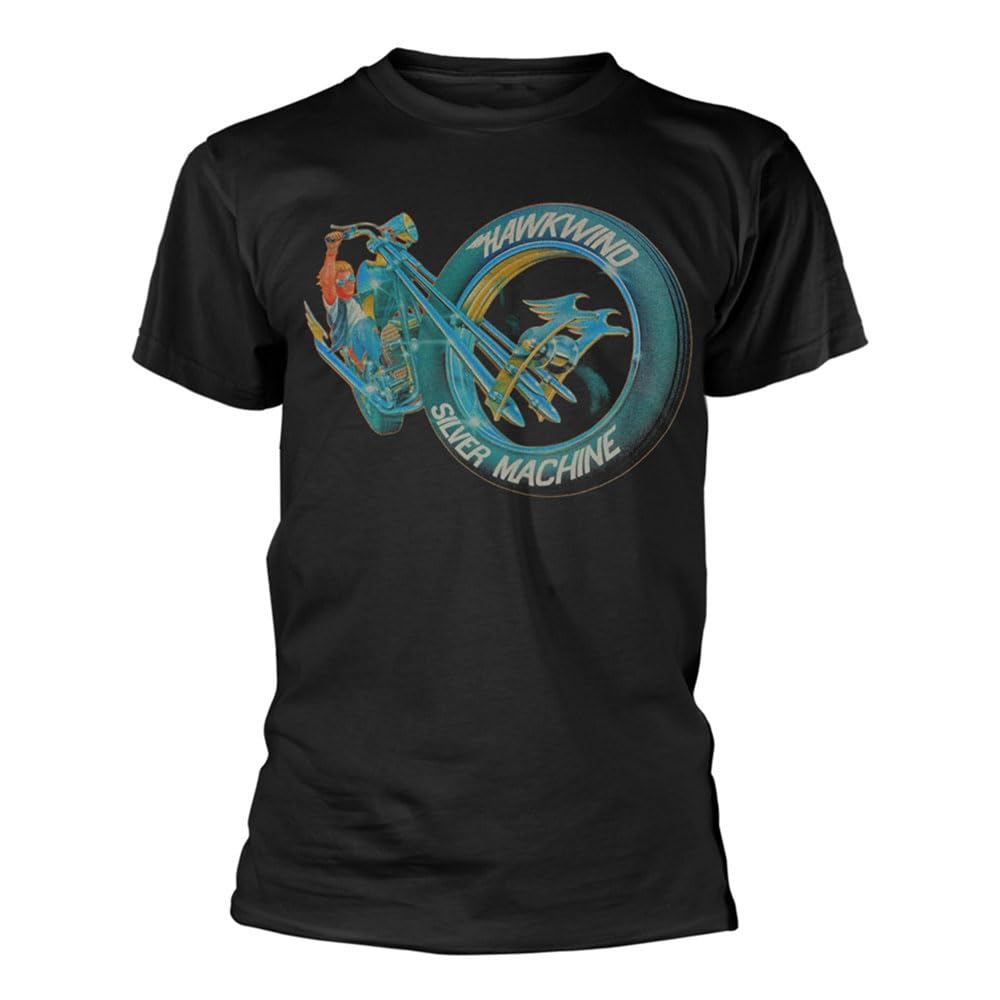 Plastichead Hawkwind Silver Machine Band Logo T Shirt L