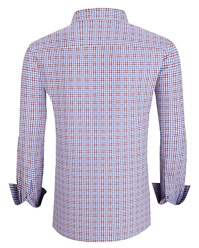 Alex Vando Mens Button Down Shirts Wrinkle Free 4-Way Stretch Print Business Casual Shirt