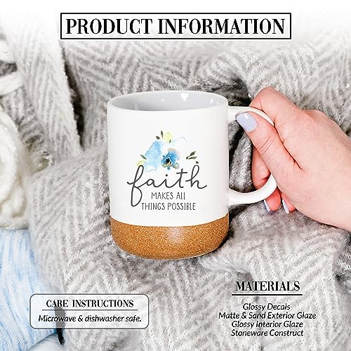 Taza de cerámica blanca con diseño floral 16 oz miniatura 2