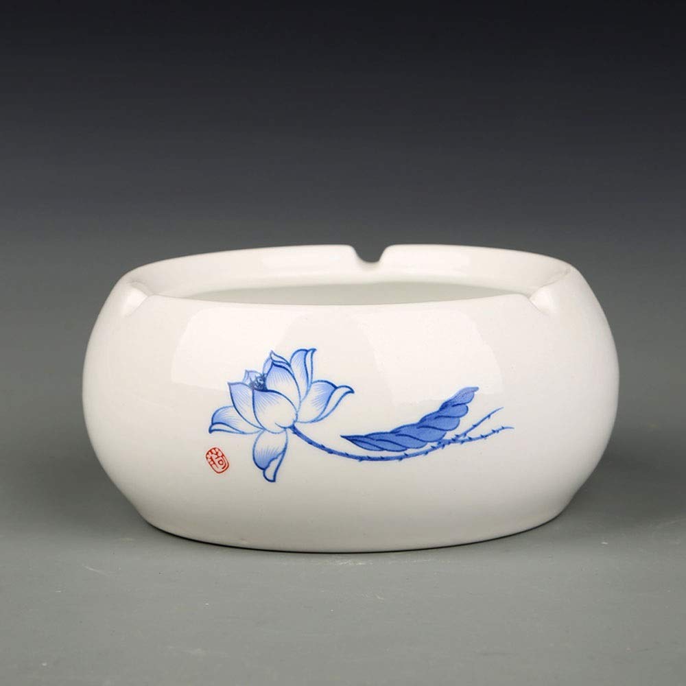 ZA Round Ceramic Cigarette Ashtray for Outdoor Indoor Use, Tabletop Ash Tray for Home Office, for Men Women Smokers (PATTERN : B)