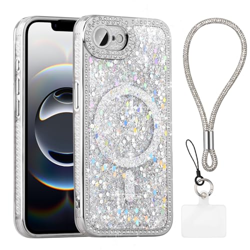 Coque paillettes iPhone 16 avec dragonne pour un quotidien chic et connecté