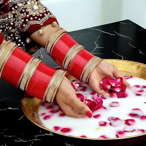 Image of Lucky Jewellery Bridal Bangle Set Dhanteras /Diwali /Bhai Dooj Collection Wedding Chuda Designer Chura Fashion Choora For Women (693-M1C1-741-R)