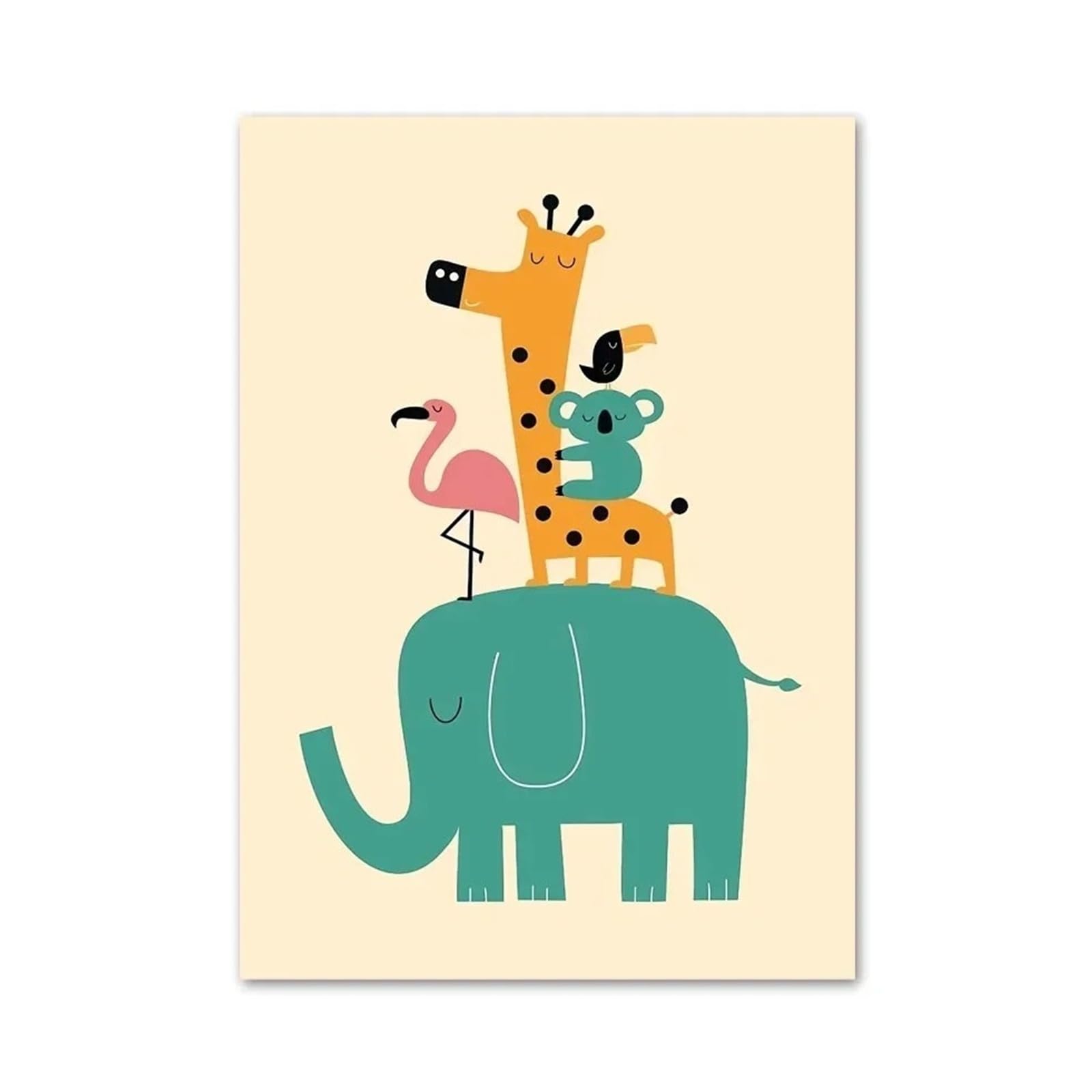BYAMBD Aesthetic Pictures Cute Koala Sloth Fox Elephant Raccoon Wall Art Canvas Painting Nordic Posters And Prints Cartoon Wall Pictures Kids Room Decor
