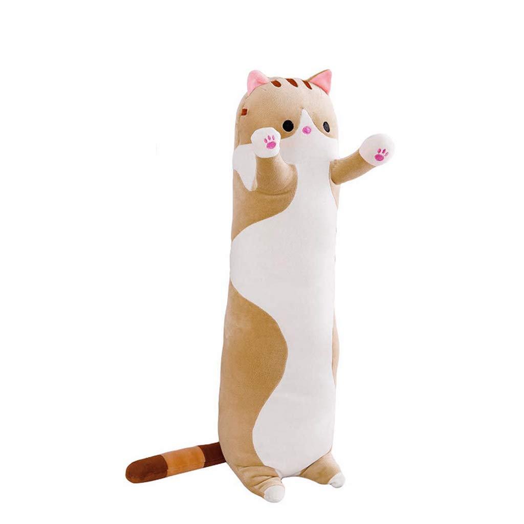 BYOTINE 50/70/90cm Long Strip Cute Cat Plush Doll Stuffed Animal Soft Cuddly Toy Pillow Orange