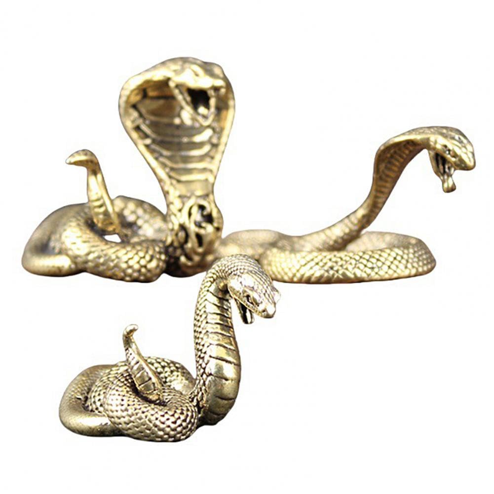 CTRLZS Brass Snake Figurine Vintage Chinese Zodiac Snake Figurine Metal Sculpture Feng Shui Desktop Ornament Brass Mini Statue