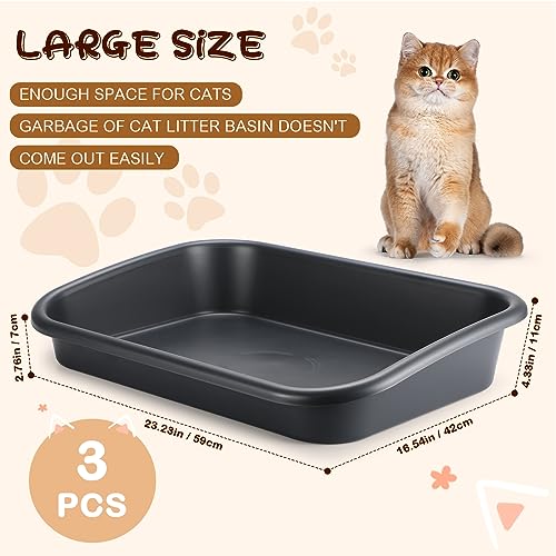 Uiifan 3 Pcs Low Entry Senior Cat Litter Box Large Size Pet Litter Box Low Entry Open Top Cat Litter Box for Senior Kitten Frail Handicap Disabled Older Elderly Cats, Easy to Clean (Dark Gray) Uiifan 3 Pcs Low Entry Senior Cat Litter Box Large Size Pet Litter Box Low Entry Open Top Cat Litter Box for Senior Kitten Frail Handicap Disabled Older Elderly Cats, Easy to Clean (Dark Gray)